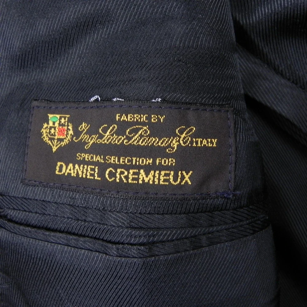Daniel Cremieux Loro Piana Blazer Mens 42R Wool Suit Jacket Coat Black Pinstripe